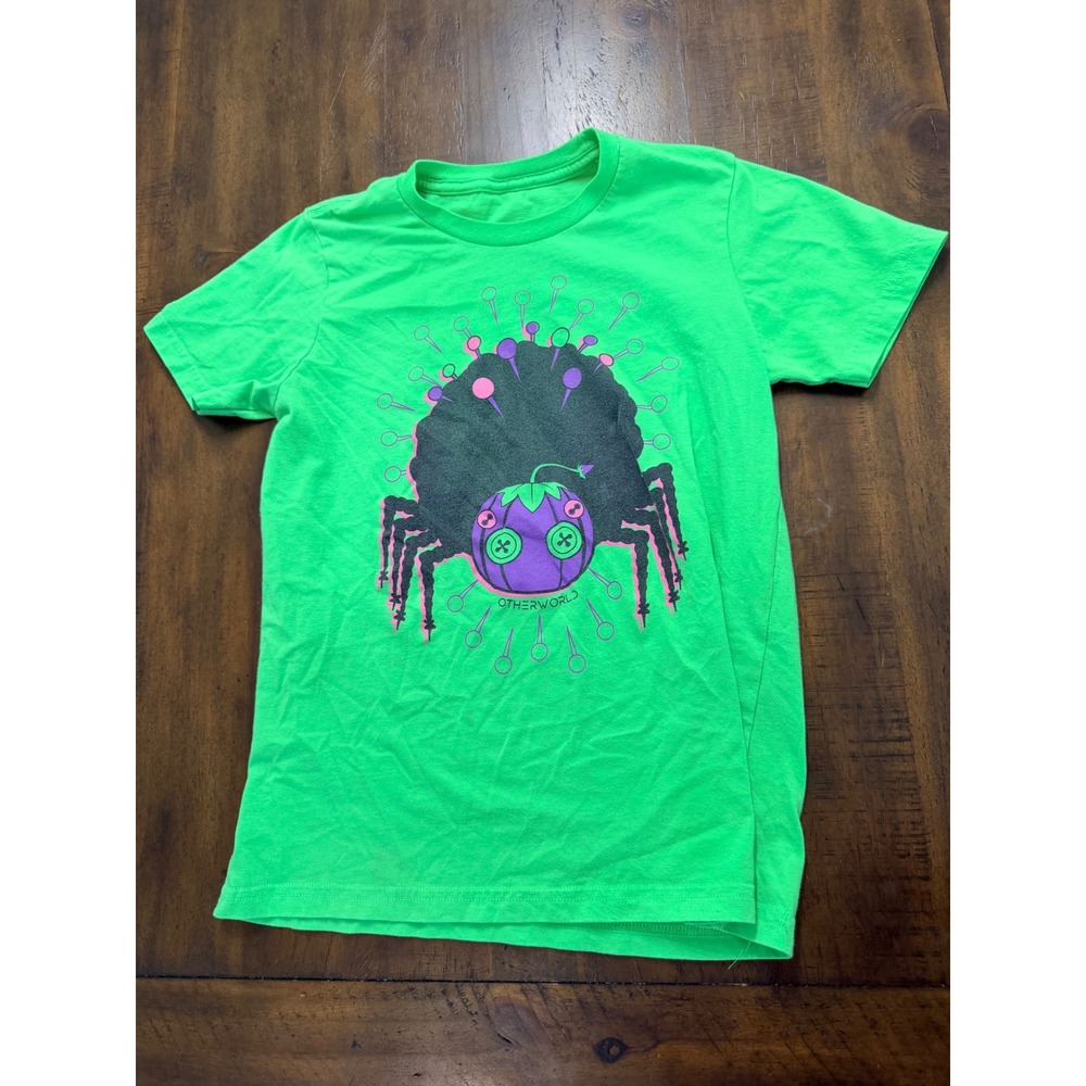 Otherworld Neon Green Pincushion Spider Graphic Tee Shirt Small